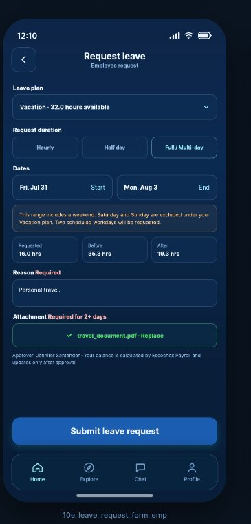 Leave request screen